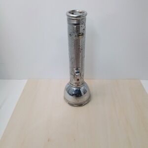 Vintage Ray-O-Vac Sportsman Flashlight Metal Chrome Retro Collectible